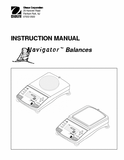 OHAUS Navigator Ohaus navigator balance user manual